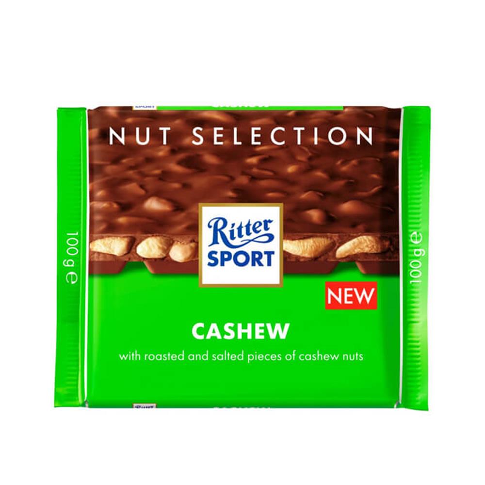 Ritter Sport Milk Chocolate with Salted Pieces of Cashew Nuts 100g